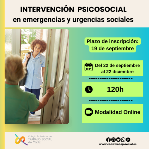 Cartel del Curso Intervención Psicosocial en emergencias y urgencias sociales
